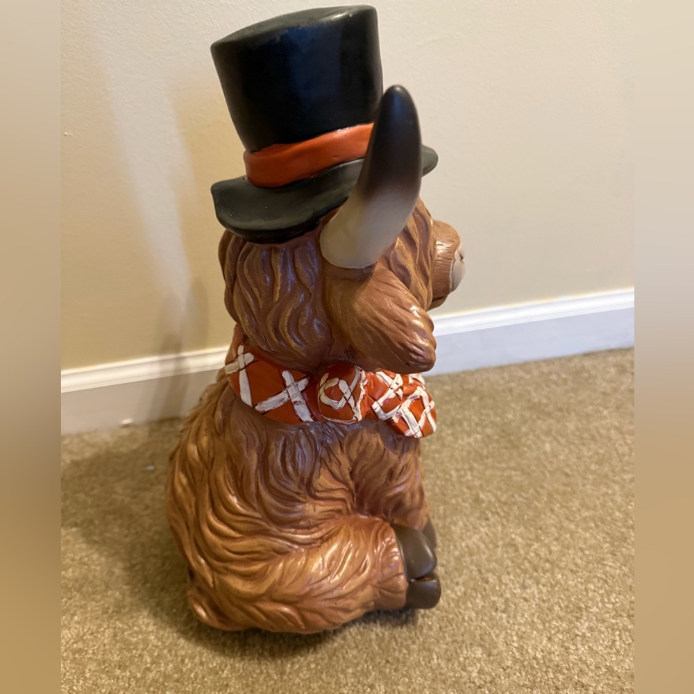 Hobby Lobby Fall Highland Cow Wearing Top Hat With Sunflower Autumn LARGE NEW - Picture 4 of 5